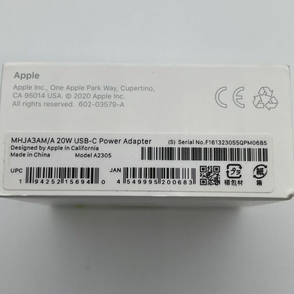 Genuine Apple A2305 MHJA3AM/A 20W USB-C Power Adapter White New in Retail Box - Picture 2 of 4